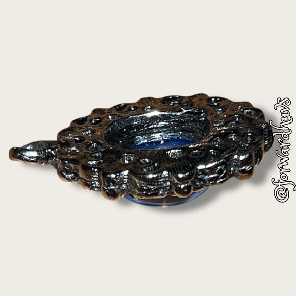 Silver-Tone Pendant with Blue Cabochon Sapphire Glass Center - Picture 8 of 10